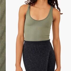 Free People Rib Bodysuit Color Army Green Size M/L